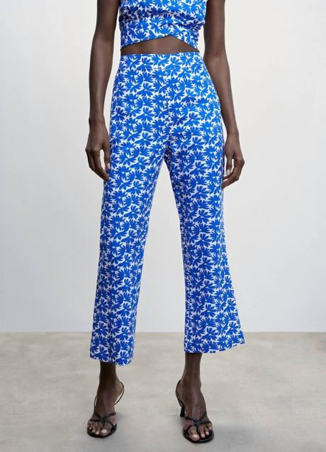 Pantalón crop con estampado de flores