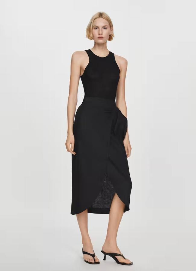 Falda de lino midi estilo pareo